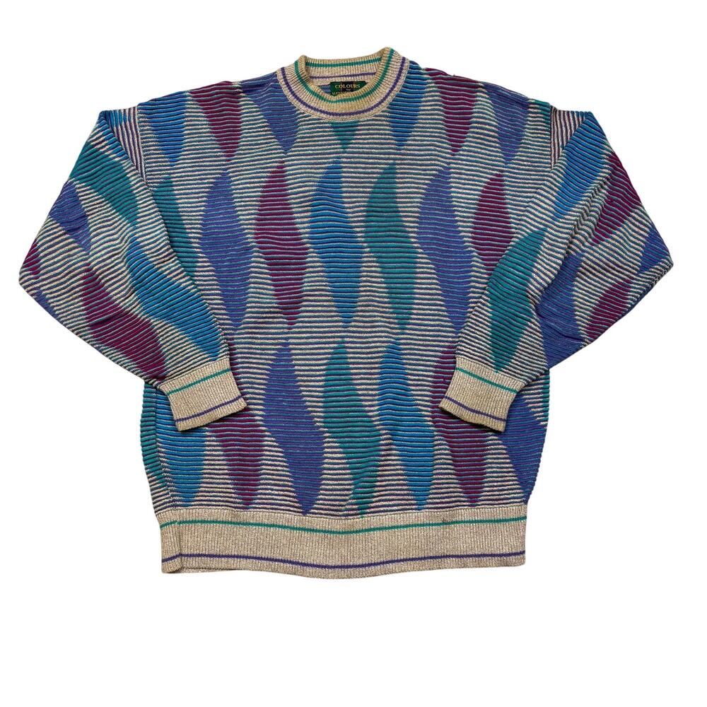 Vintage Colours Alexander Julian 3D Knit Sweater Men's XL Grandpa